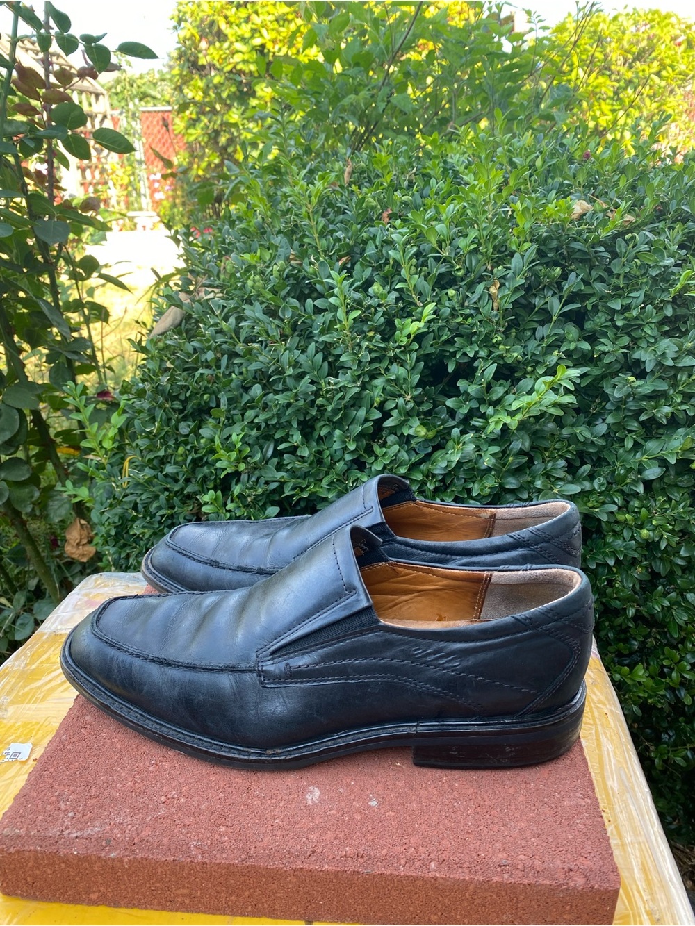 Ecco Holton Apron Men’s Black Leather Toe Slip On Loafer Shoes Sz 42/9US